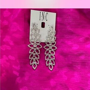 INC International Concepts Silver Leaf Drop Earrings